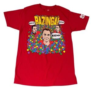 The Big Bang Theory Bazinga Sheldon Red Graphic Tee CW22 Ripple Junction Medium
